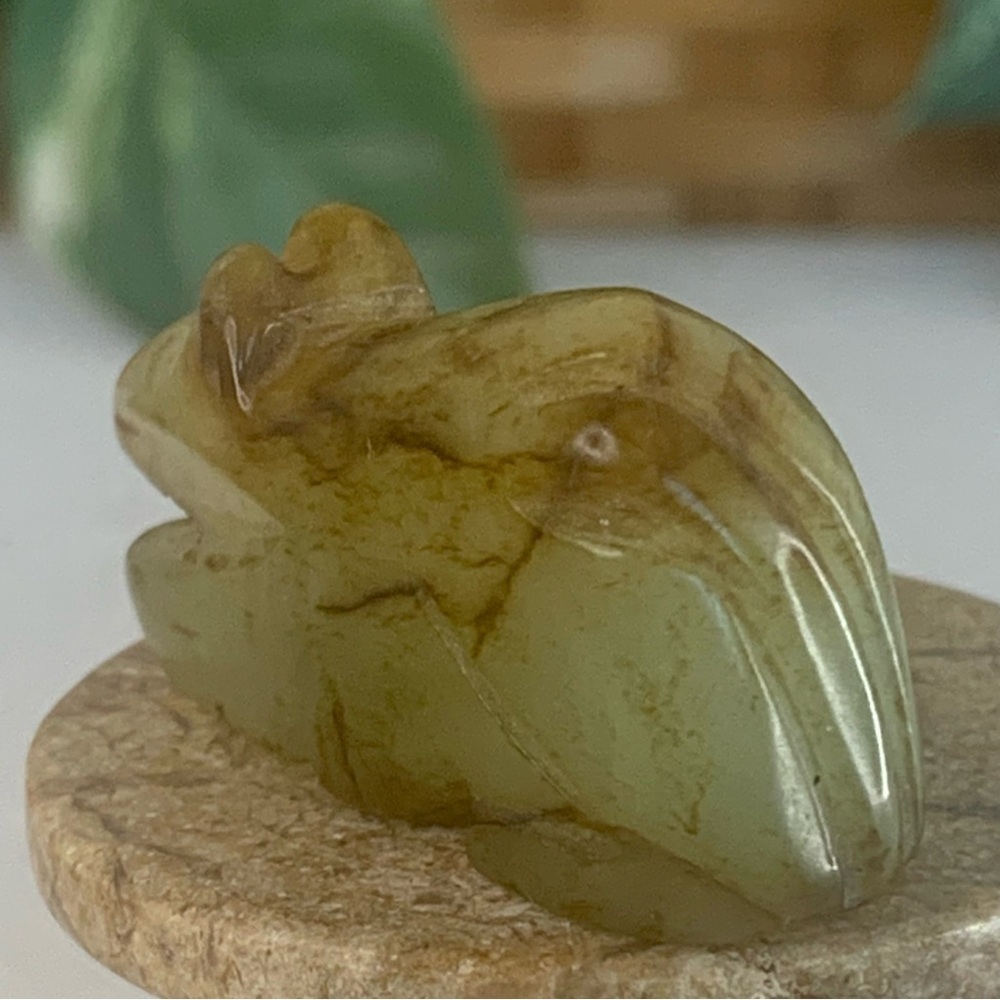 Vintage Chinese Zodiac Jade Rat Pendant Bead Hand Carved Miniature Animal 1.7" - Picture 5 of 14